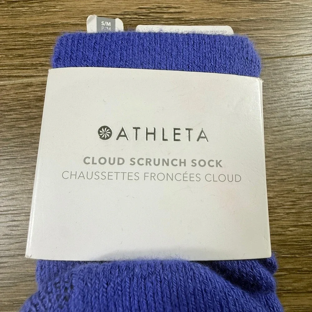 Athleta Cloud Scrunch Socks Periwinkle Organic Cotton Blend S/M NEW